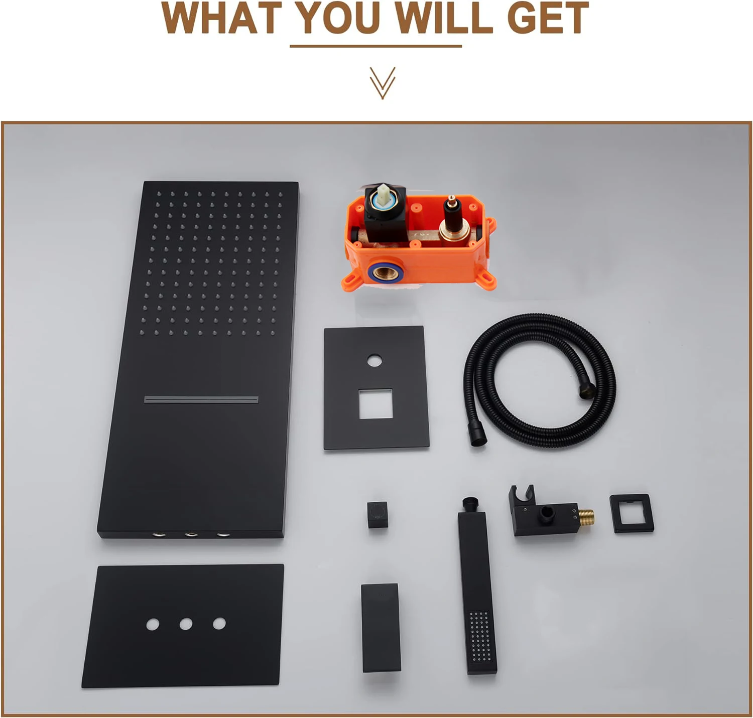 KEMAIDI Luxury Waterfall & Rain Shower System with Handheld Spray 22" Large Square Shower Set Wall Mounted Shower Valve Kit - Image 5