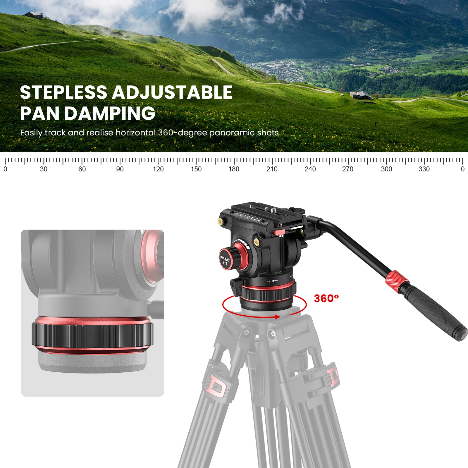 Tripod Head Tripod Pan Tilt Hydraulic Fluid Video Head Quick Release Plate Compatible with Dji Rs Gimbals Manfrotto Dslr Camera