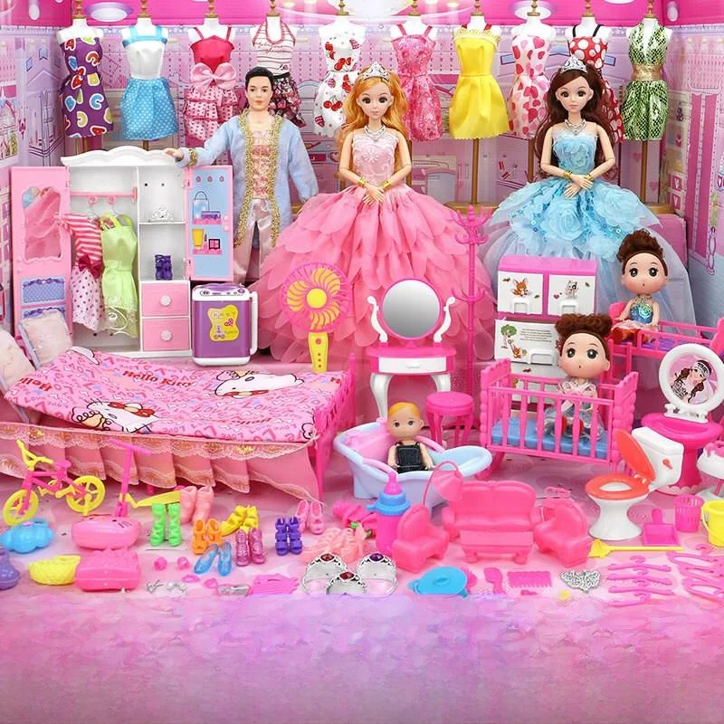 

Princess Dollhouse Fashionable Doll Dress-Up Set Large Gift Box Dream Villa Castle for Girls Plastic Toys Simulation Playset