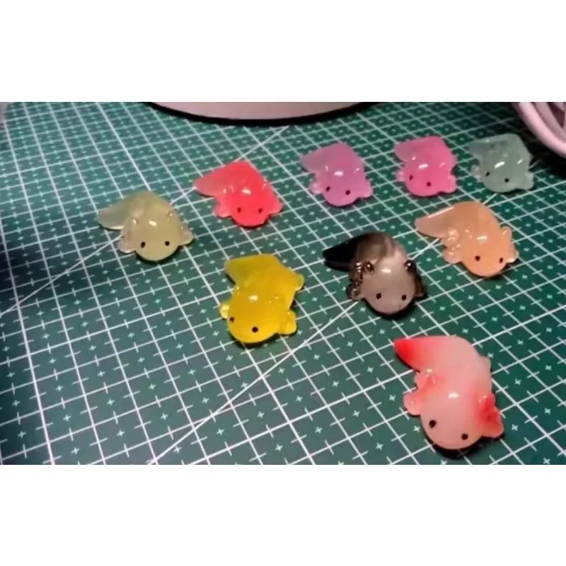 3pc Cute Night Light Axolotl Miniature Creative Decor Accessory for Office Desk Tiny Ornament for Micro Landscape Enthusiasts