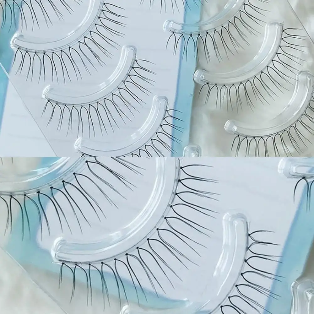 5 Pairs False Eyelashes U-shaped Lash Extension Korean Natural Wispy Transparent Stem Eyelashes Comic Eye Reusable Eye Makeup