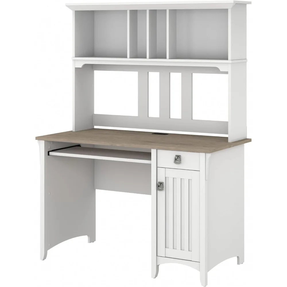 

Salinas Computer Desk with Hutch | Study Table with Drawers, Cabinets & Pullout Keyboard/Laptop Tray | Modern Home Office Desk