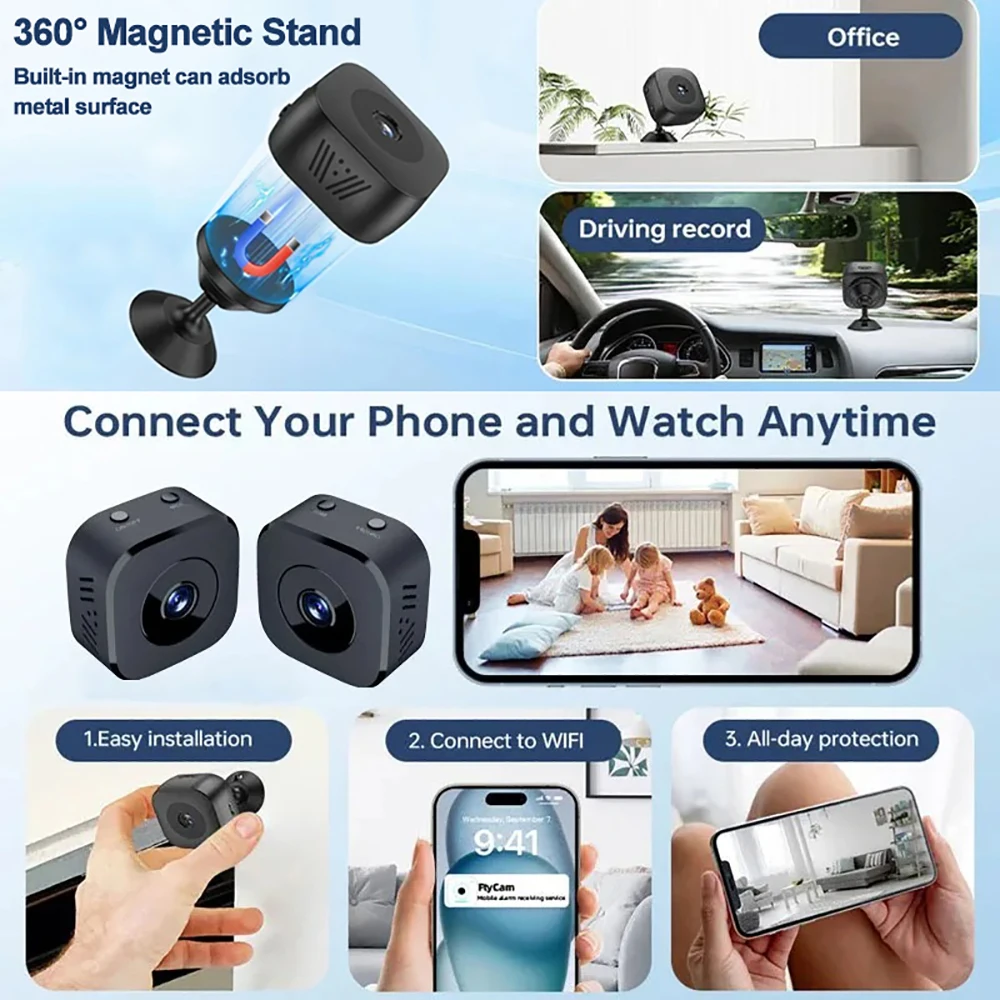 1080P HD Mini Camera Wireless 2.4G WiFi Remote Monitor Camera Home Security Protection IP Camera Motion Detection Cloud Storage