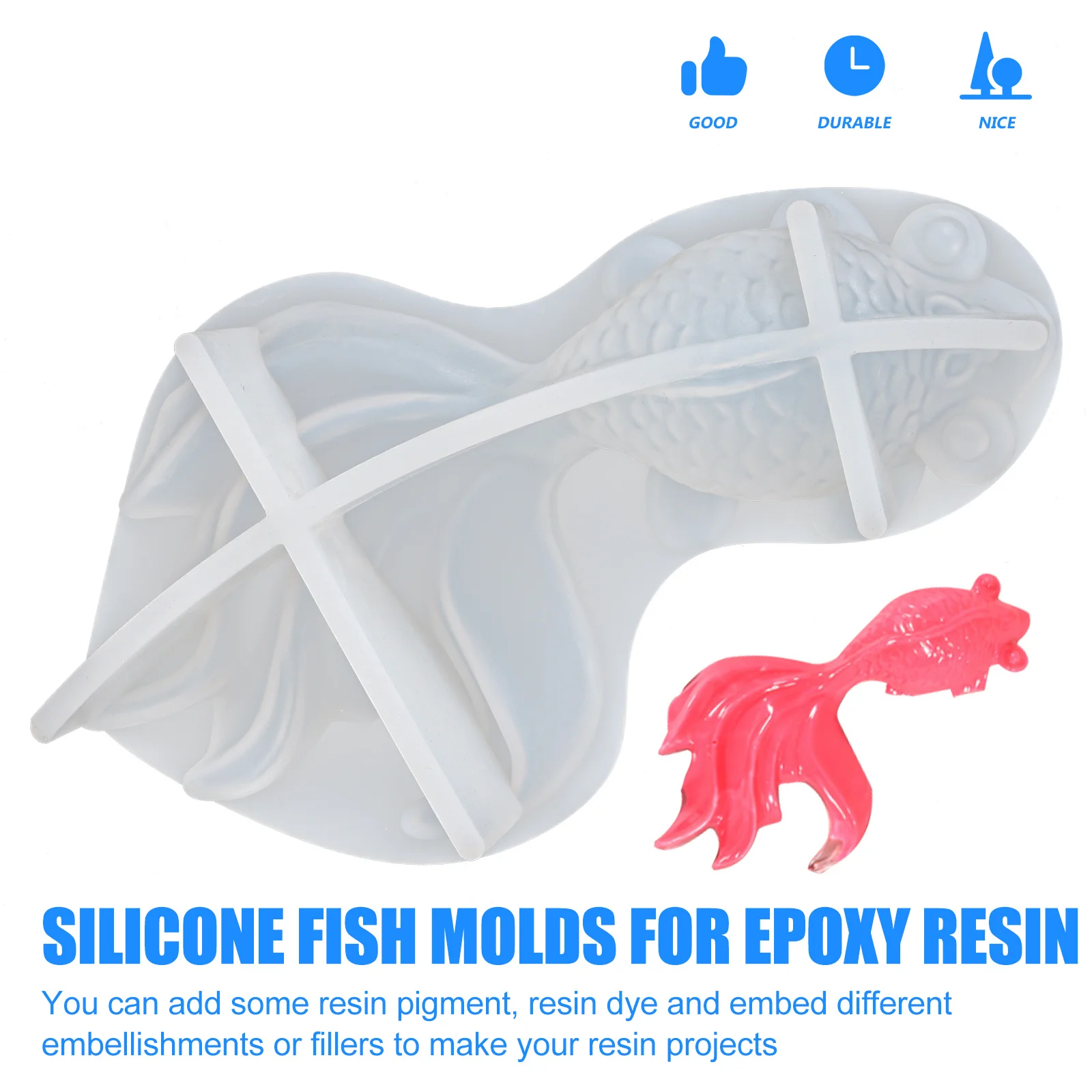 قالب السمك سيليكون راتنج السمكة الذهبية قوالب لراتنجات الايبوكسي الأشعة فوق البنفسجية هدية يدوية الصنع مع تصميم الصباغ المدمج #4