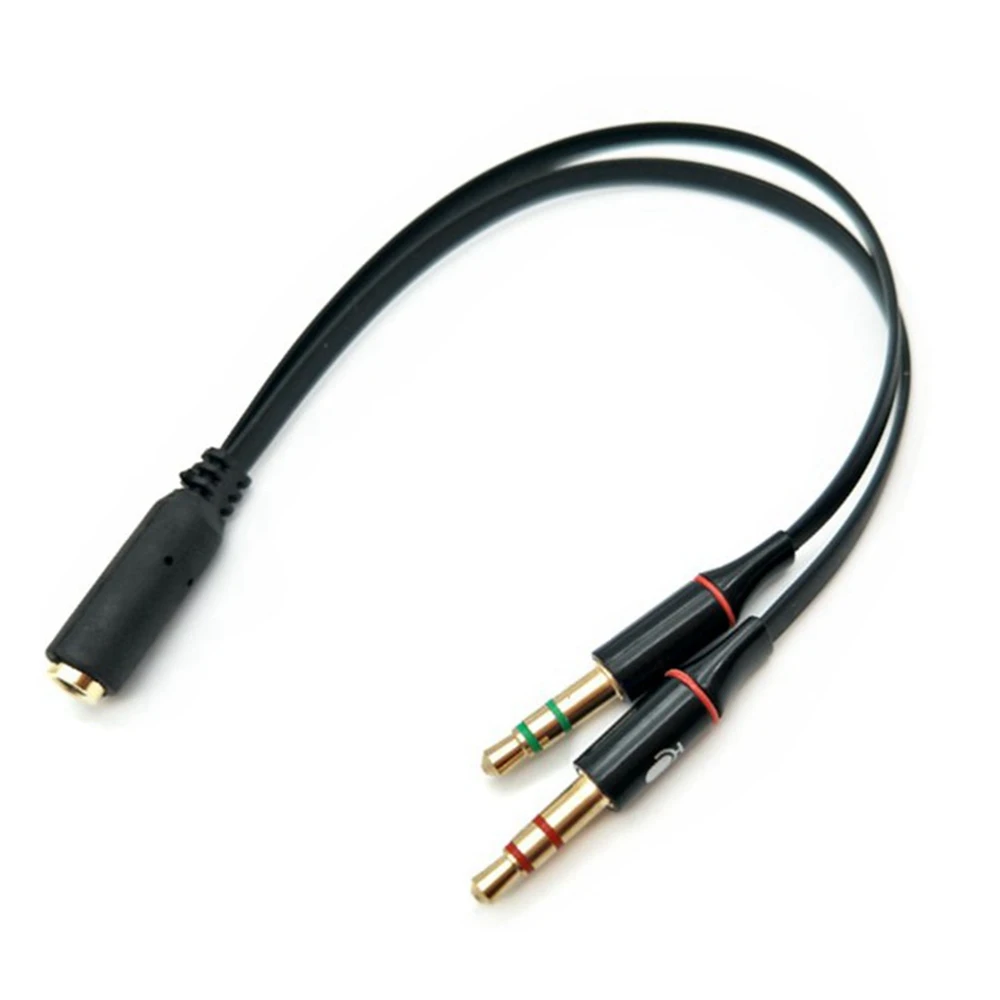 Zwarte 3.5Mm Y Splitter 2 Jack Plug Naar 1 Vrouwelijke Hoofdtelefoon Microfoon Audio Adapter Di 3K