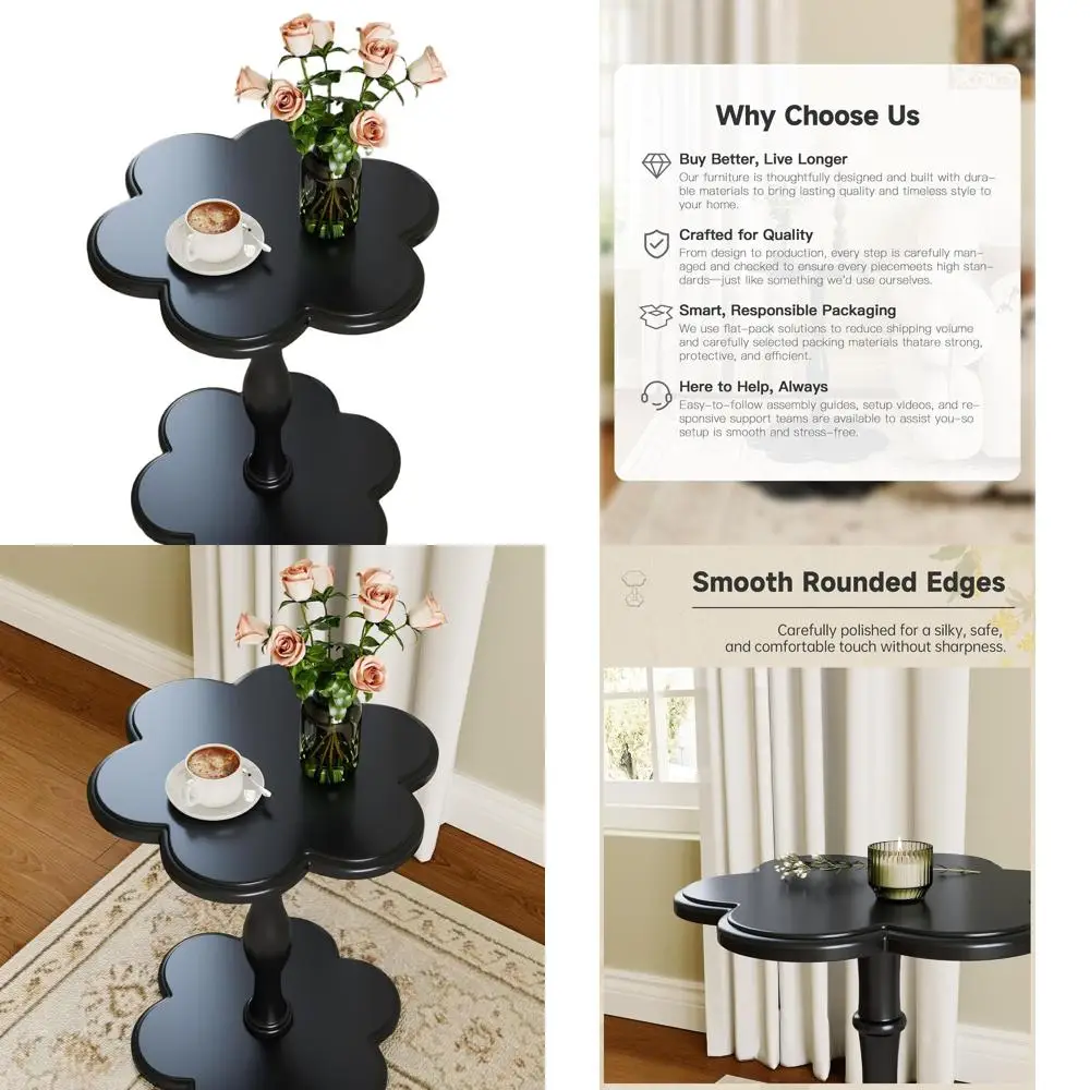 

Элегантный столик в винтажном стиле, цветочный дизайн из массива дерева, идеально подходит для гостиной, спальни или дивана, идеально подходит для кофе