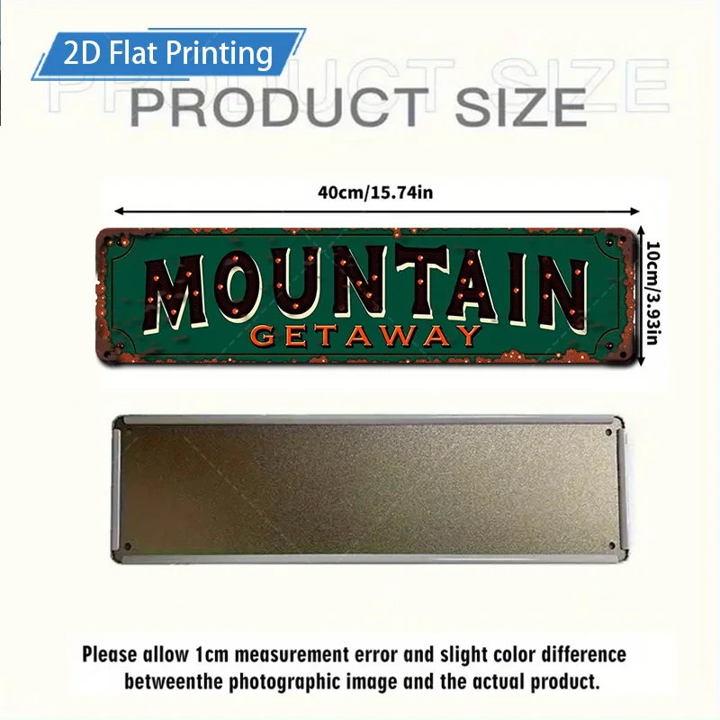 1 قطعة علامة معدنية، 4x16 بوصة ريفي جبل المهرب علامة خمر نمط شقة طباعة جدار ديكور فني