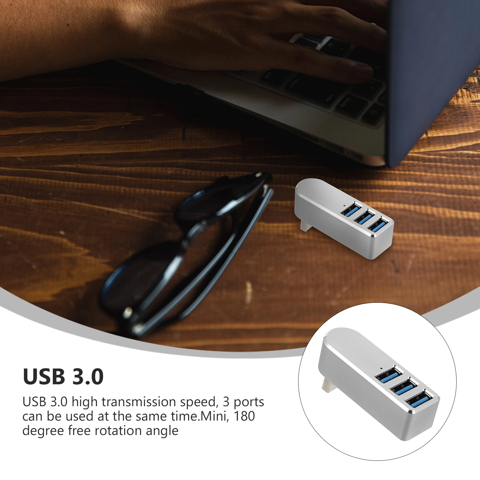 

3 порта USB-концентратор из алюминиевого сплава, вращающийся, 90, 180 градусов, многопортовый разветвитель для телефона, клавиатуры, мыши, расширения камеры