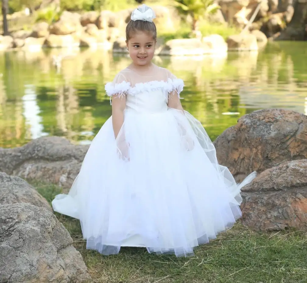 

Elegant Ball Gown Flower Girl Dresses For Wedding Off the Shoulder Children Dresses for Christmas Birthday Party Gown