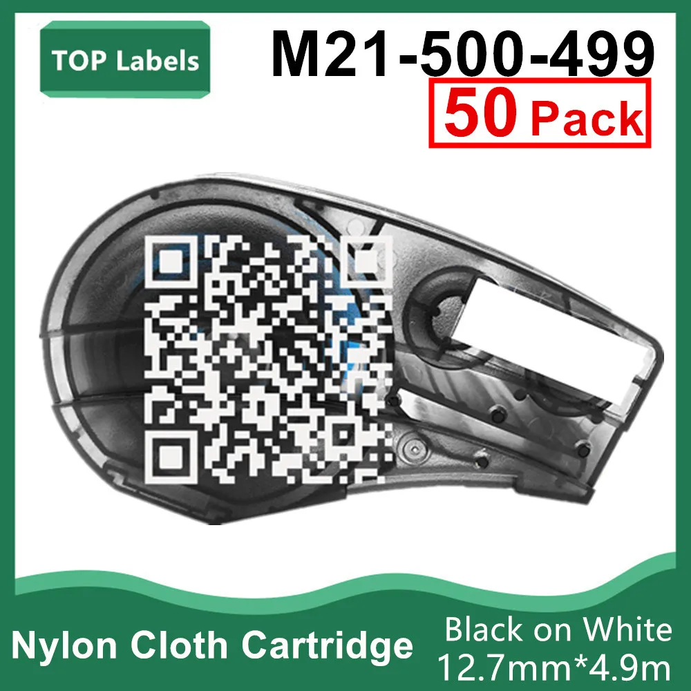 50PK Replace M21-500-499 Multi-Purpose Nylon Label for General Identification,Wire Marking,Laboratory Labeling,Black on White