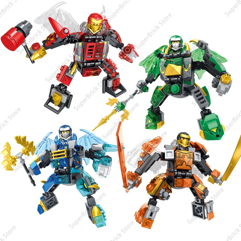 Phantom Ninjao Lloyd Kai Cole Jay's Elemental Mech Battle Pack Set Building Block Toy  Classic Ninja Team Mechs Model Brick Gift