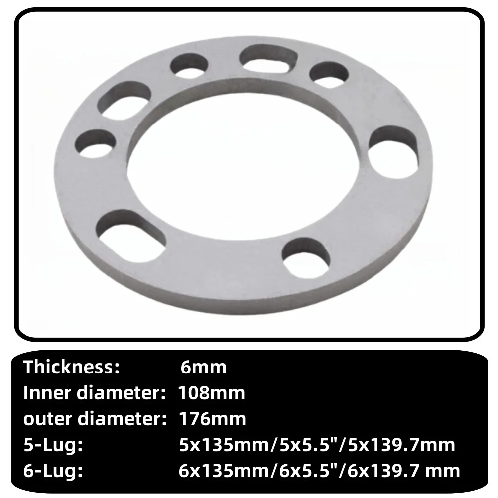 1PC 6mm 5 Lug 6 Lug Universal Car Aluminum Alloy Wheel Tire Spacer Shim Car Accessories Exterior Spare Parts Modified Widened