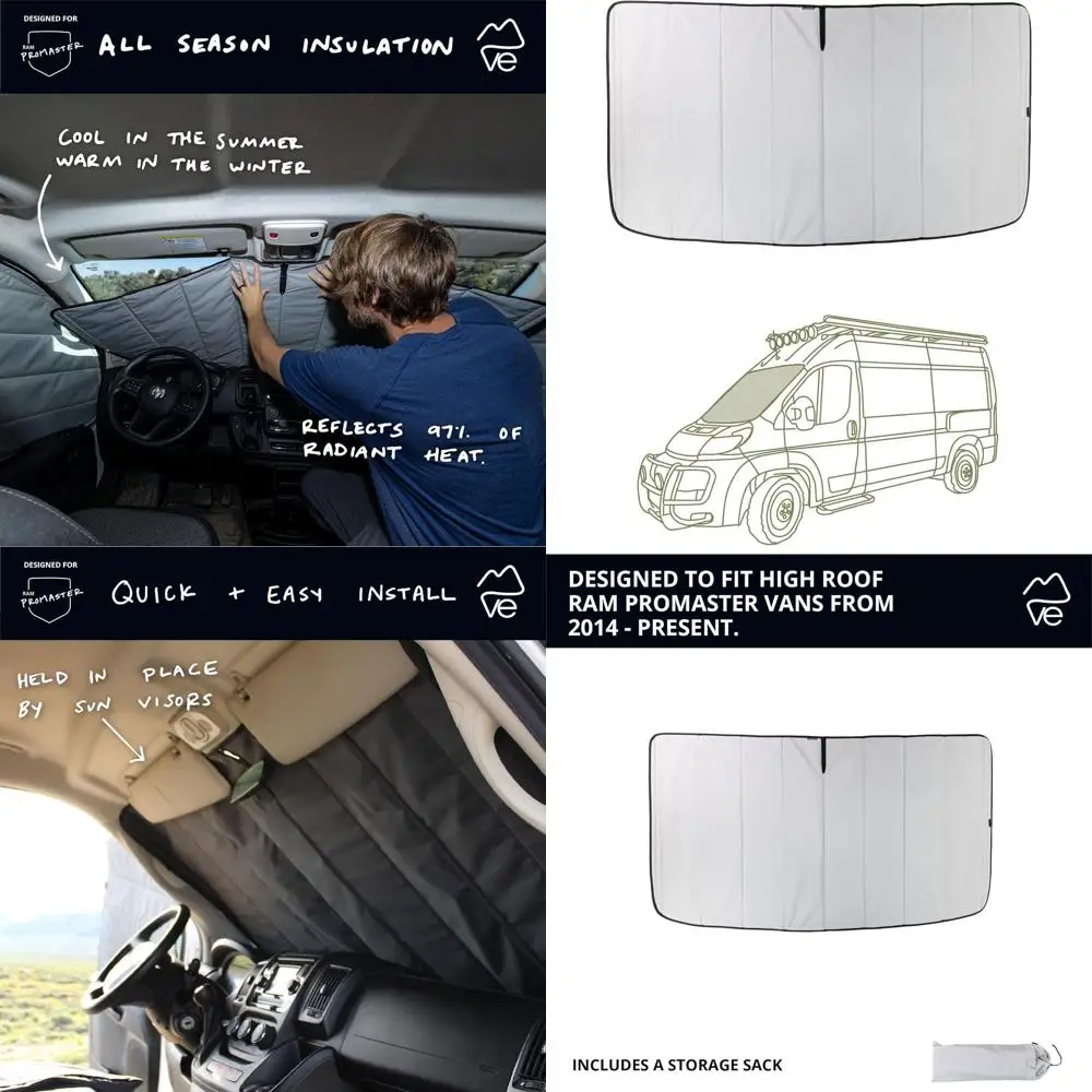 

Изолированная затемняющая передняя крышка лобового стекла для Promaster Vans 2014 для тока — холодный серый, предназначенная для комфорта и конфиденциальности