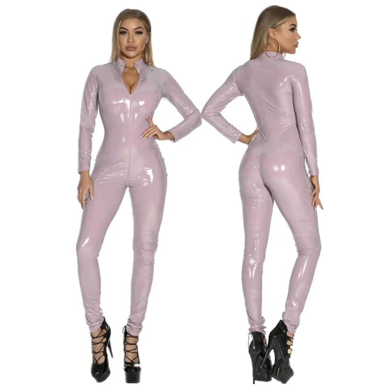 

Женское пикантное боди на молнии из ПВХ кожи, Женское боди на молнии с открытой промежностью, легинсы, женское облегающее боди, ночной клуб