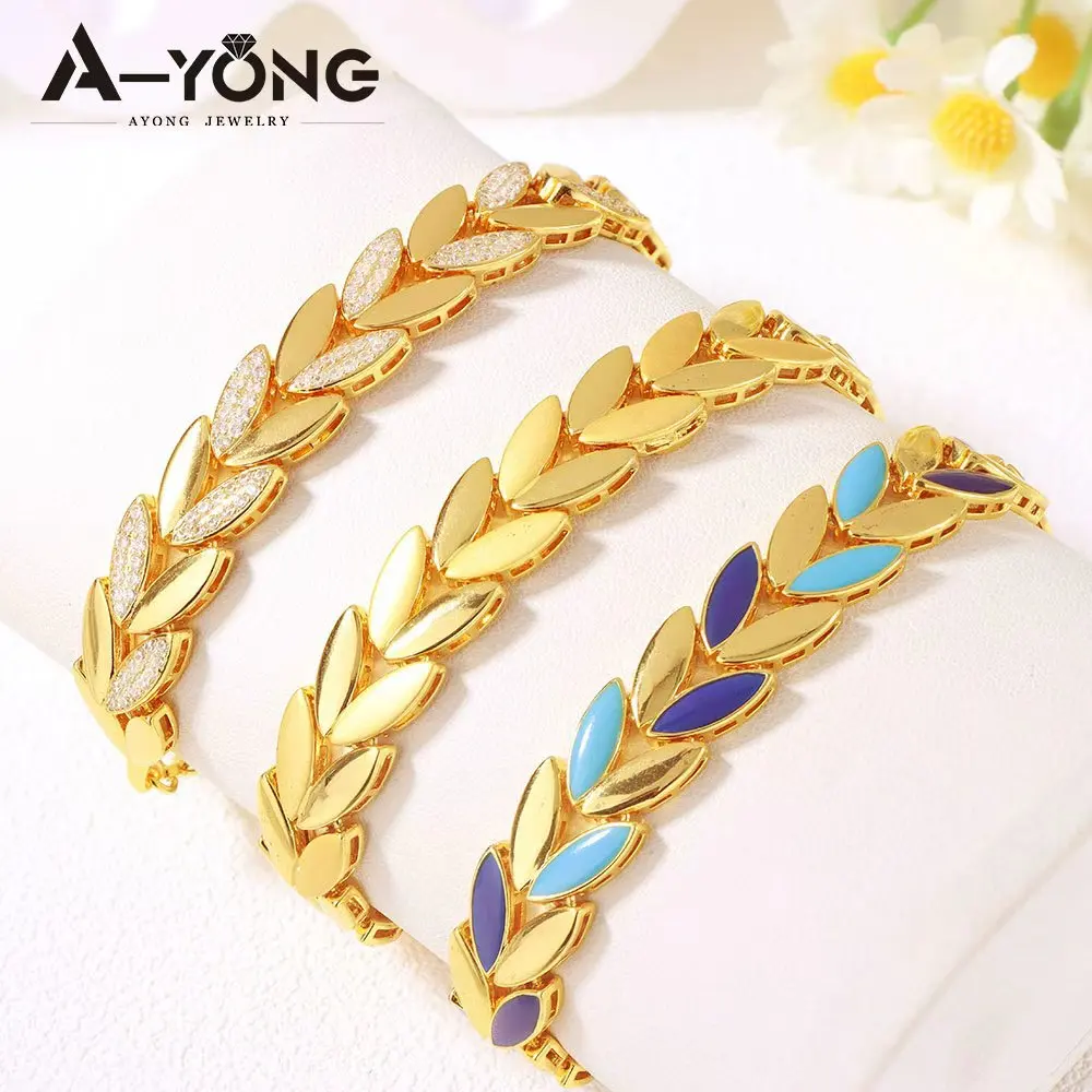 

Luxury Italian Zirconia Bracelet 21k Gold Plated Hypoallergenic Ethiopia Bridal Jewelry Nigeria Women Vintage Party Jewelrys