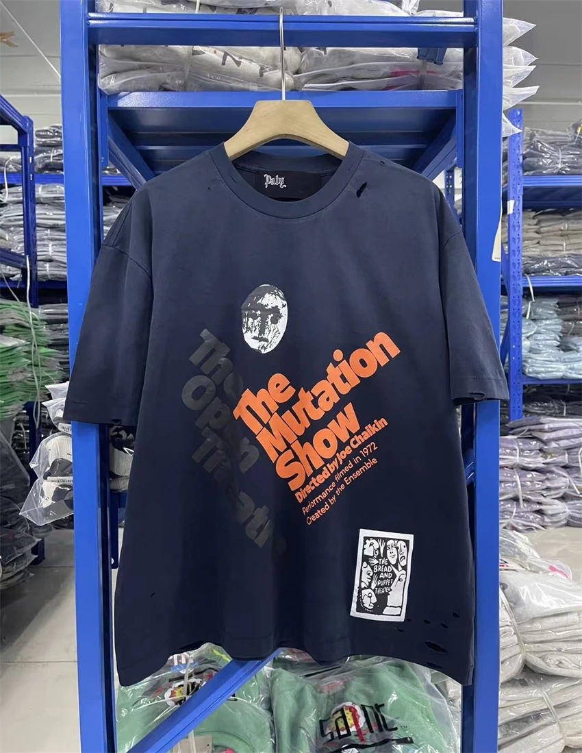 

New Vintage PH High-quality Logo Printed Washed Round Neck Short Sleeved Street Casual Versatile Loose Pure Cotton T-shirt Men