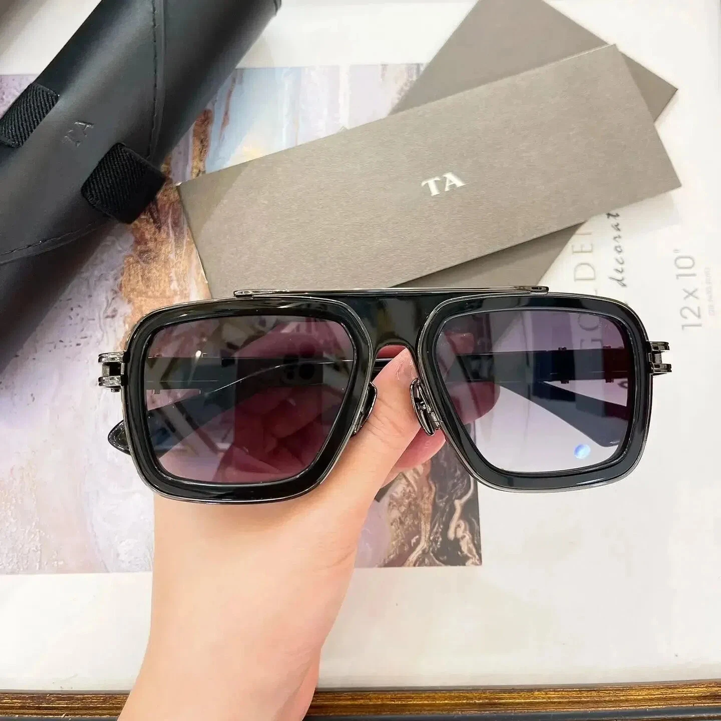 

Original Factory For DIYTA DT DTS403 LXN-EVO With Brand Box Stylish Black Acetate Frame Vintage Business Men Women Sunglasses