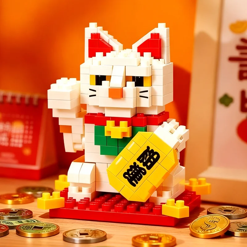 

Nanoblock Micro Building Blocks Maneki Neko Lucky Cat 3D DIY Assembly Model Kit Creative Educational Toy Gift Genuine Model