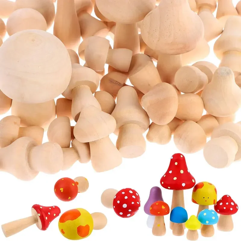 1-10Pcs Natural Wooden Mushrooms Unfinished Wooden Mushroom for Arts Crafts Projects Decor Valentine DIY Ornaments