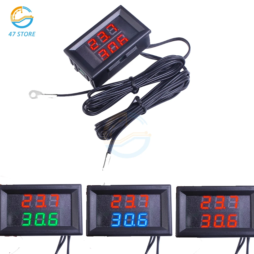 DC 4V-28V Mini Dual Display LED Digital Temperature Controller Fahrenheit Temperature Sensor Thermometer Tester with Metal Probe