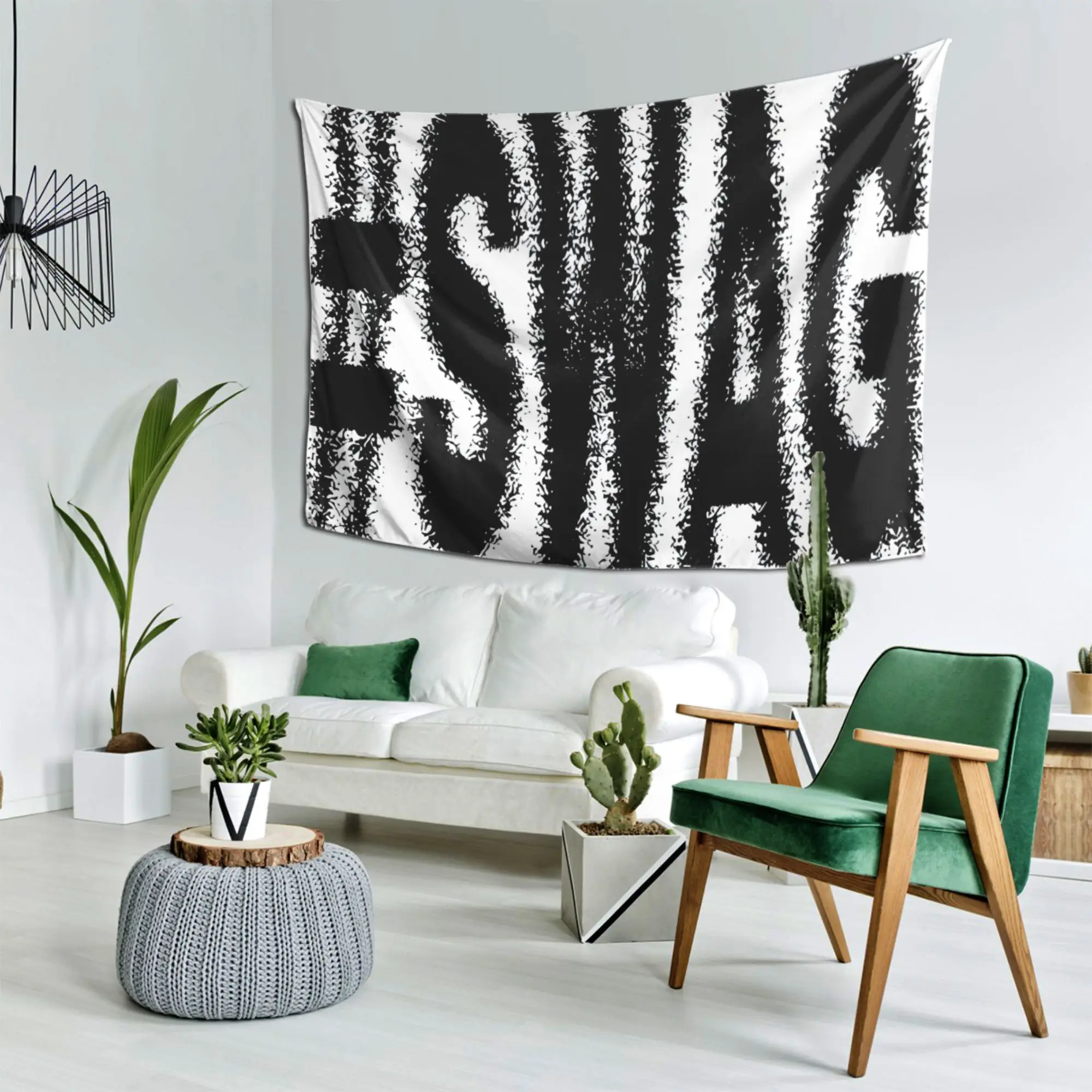 VIKAMA Wandteppich mit coolem Slogan, Street-Hip-Hop-Wandteppich, schwarz-weiß, SWAG-Kunst, zum Aufhängen, Raumdekoration – Detail 4