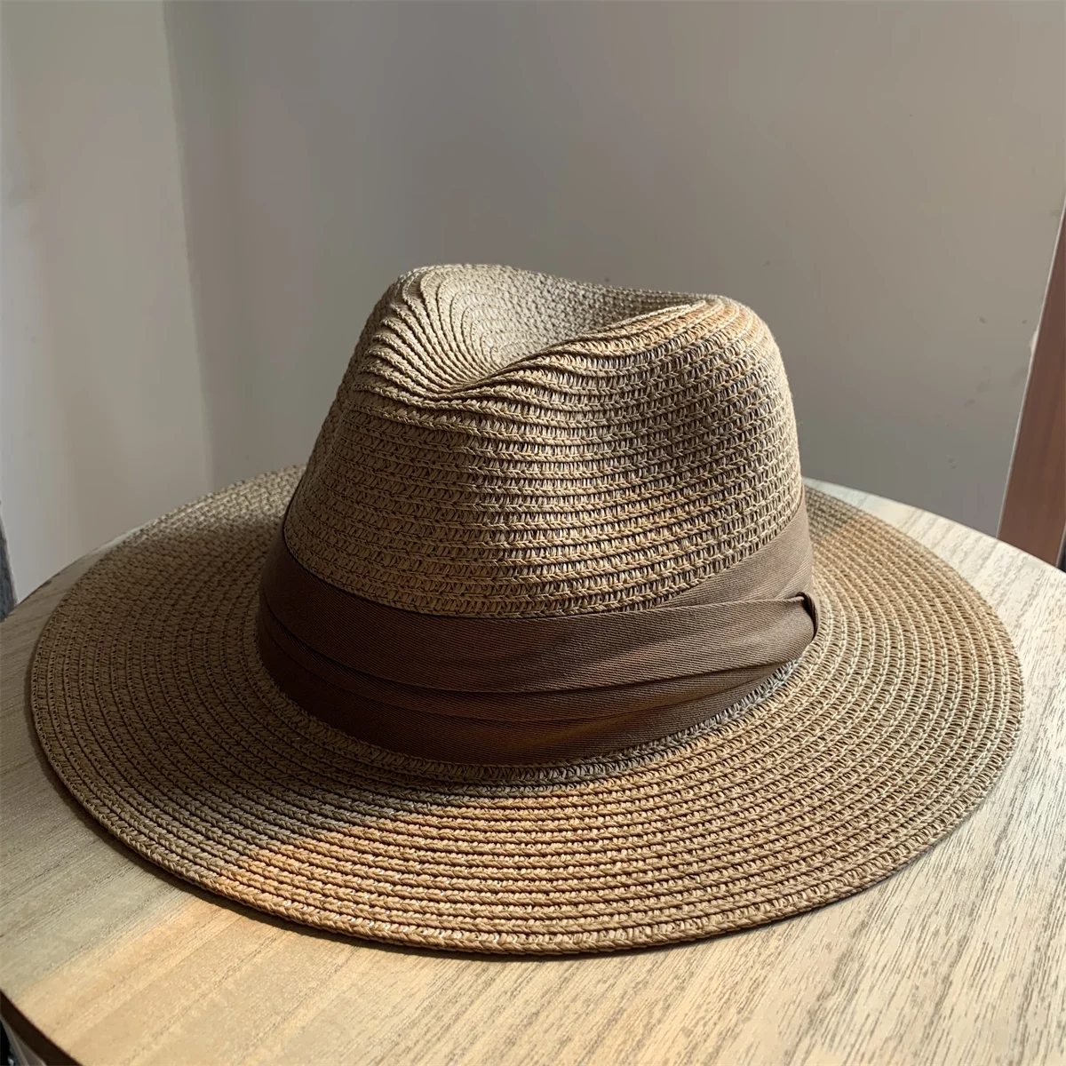 French Retro Light Coffee Straw Hat Women's Summer Sun Protection Holiday Straw Hat British Top Hat Seaside Beach