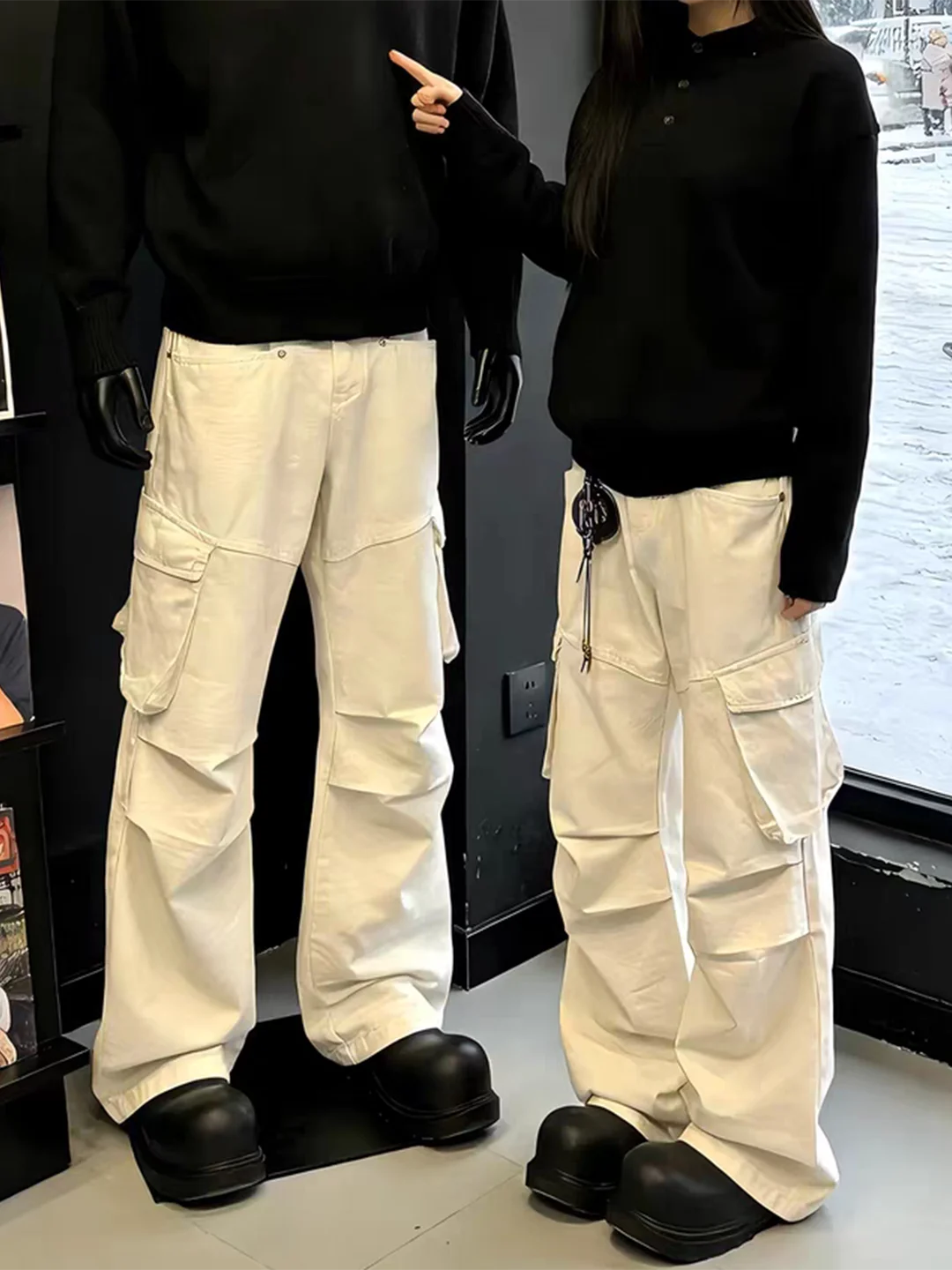 

Мужские рабочие брюки-карго Folded Paratrooper для весны и осени, американского стиля, с множеством карманов, с ножом, стильные, с расклешенными штанинами