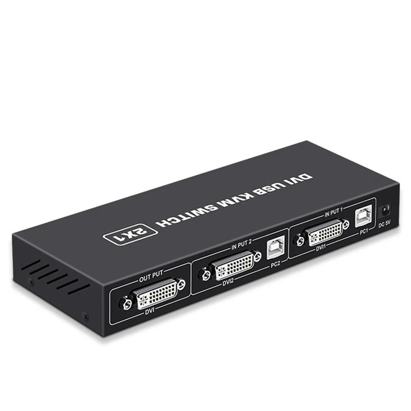 DVI KVM Switch 2-в-1, 4K, два компьютера, USB клавиатура, мышь, монитор для печати, Мультиэкран