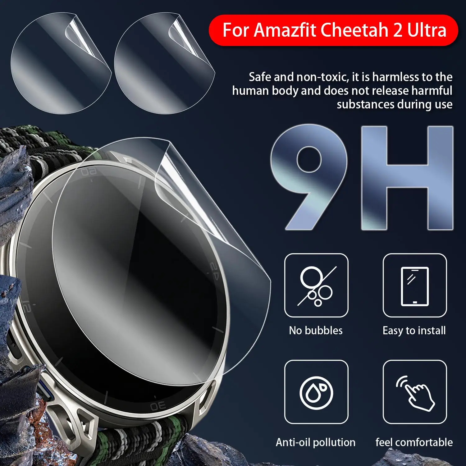 Protetores de tela macios para amazfit cheetah 2 ultra 2 ultra smartwatch, filmes de hidrogel transparentes antiarranhões, não são de vidro temperado