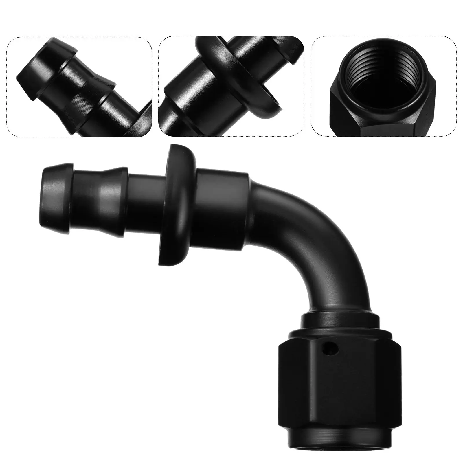 An6 Push on Hose End 90 Degree Swivel Aluminum Alloy Oil Hose Fitting for Fuel Injection Engine Oil Cooler Line Adapter Car