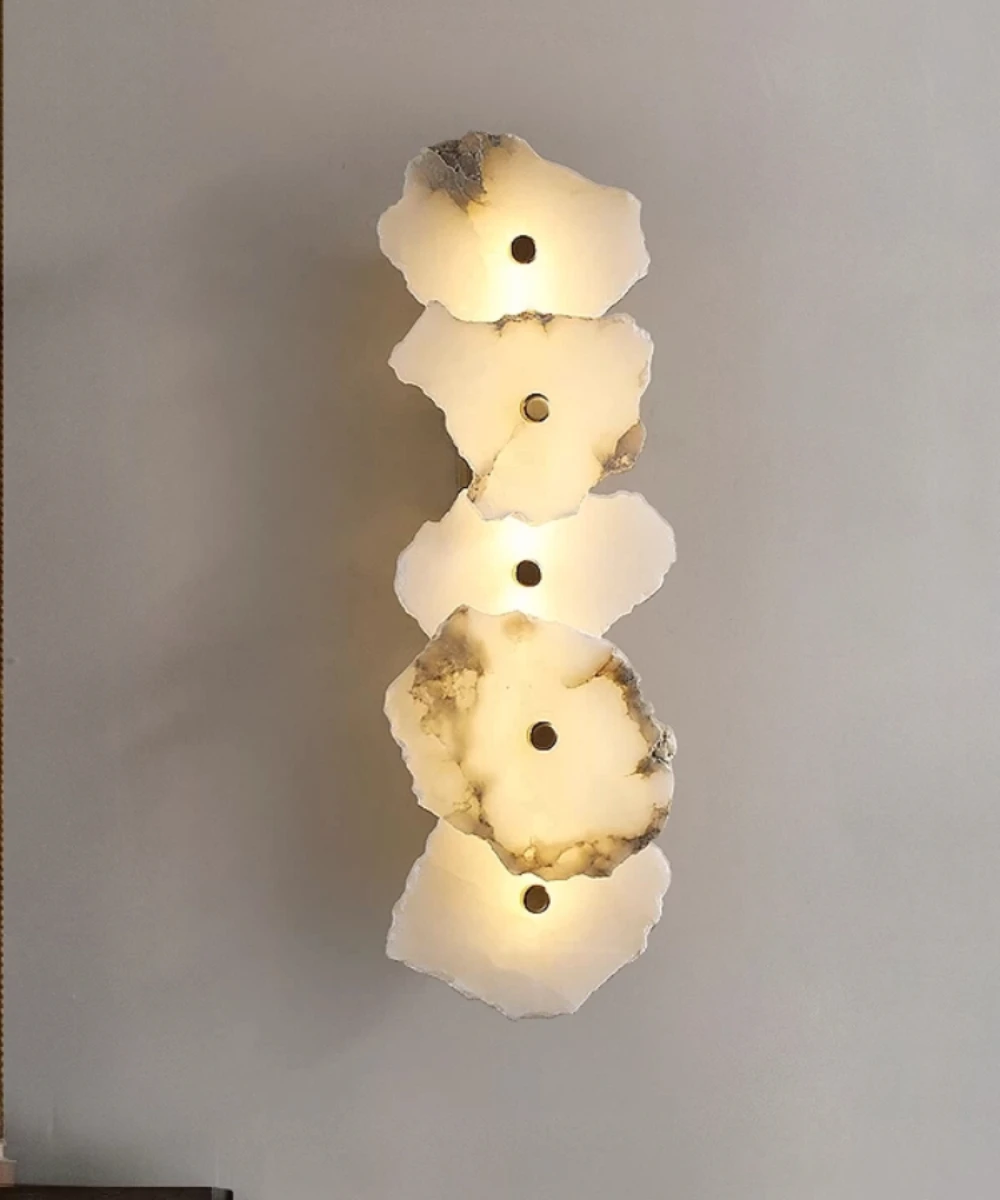 Natural Alabaster Wall Lamp Modern LED Room Living Room Bedroom Bed Decoration Marble Art Designer Retro Stone Wall Lighting