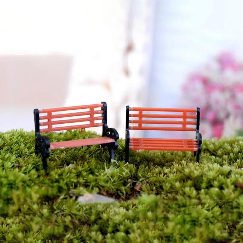 1-10Pcs Model Park Bench Mini Garden Ornament Miniature Park Bench Craft DIY Figurines Landscape Bench Model Garden Decoration