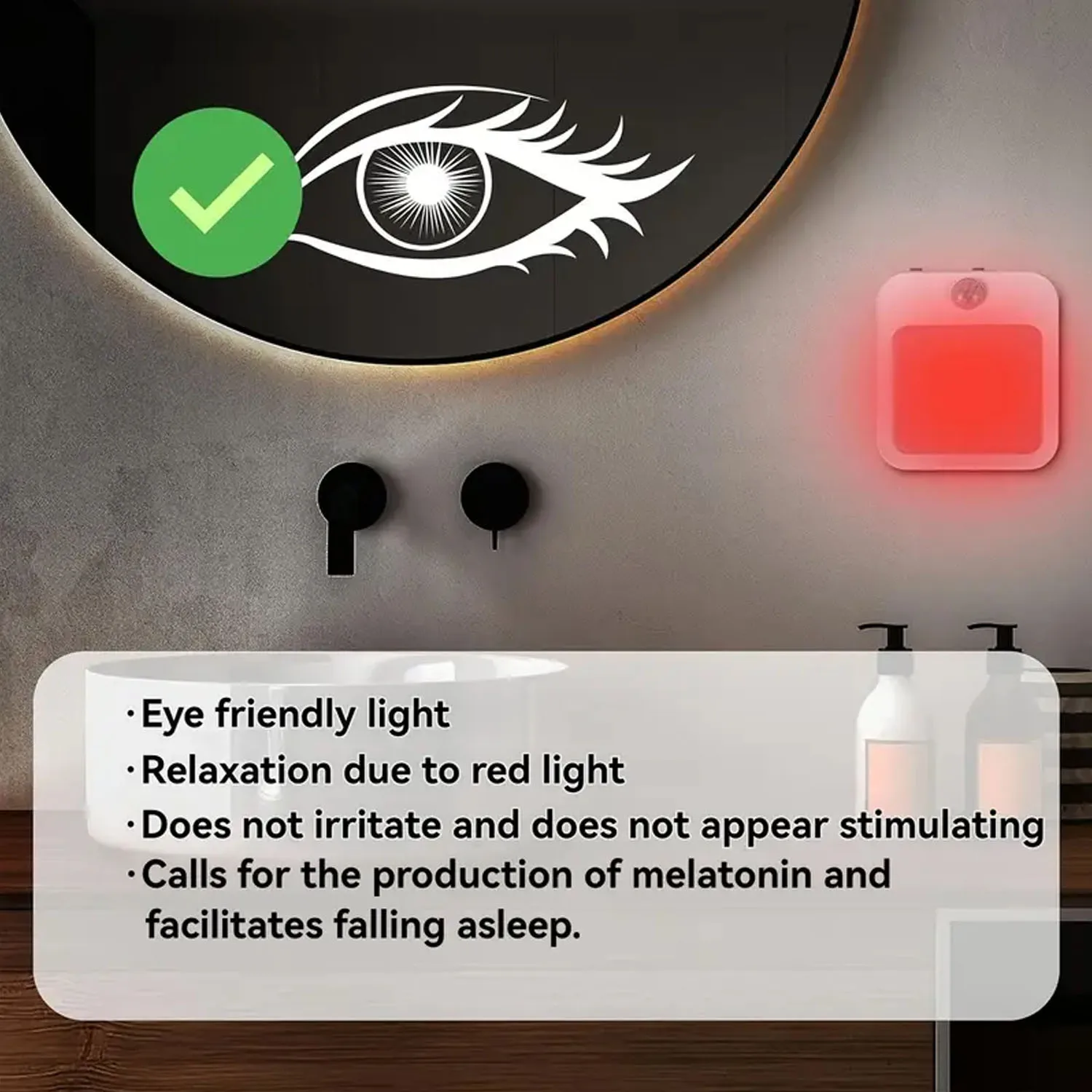 1PC Red Light Night Light With A Plug, Intelligent Night Light, Automatic On/Off, Suitable For Bedroom, Bathroom, Kitchen image 5