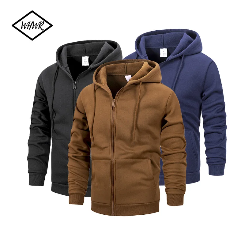 

Spring Fall Men's Long Sleeve Zip Up Hoodie Warm Fleece Lined Coat Casual Athletic Sweatshirt Hooded Jacket with Pockets Outwear