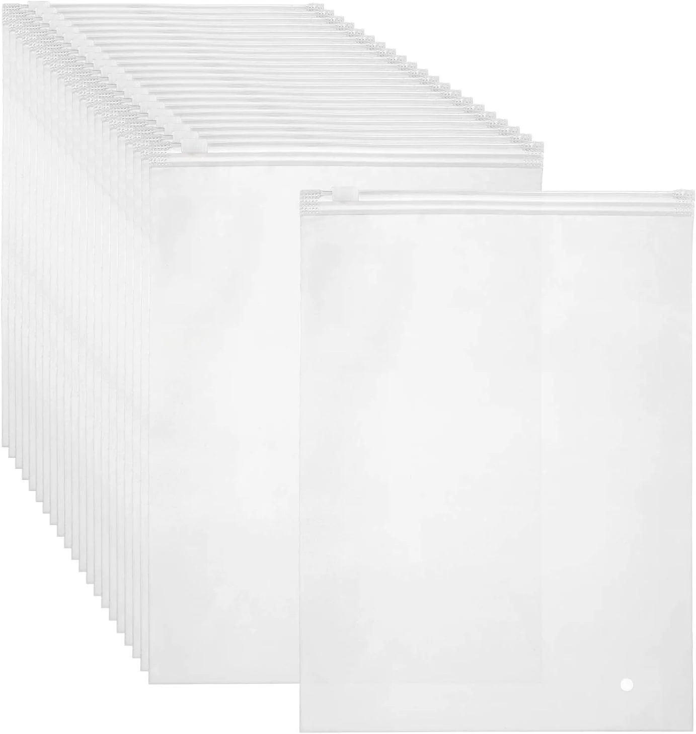 10pcs Packaging Bags CPE Frosted Zip Lock Bags Self Sealing Clear Garment Bags for T-Shirts, Shirts, Files