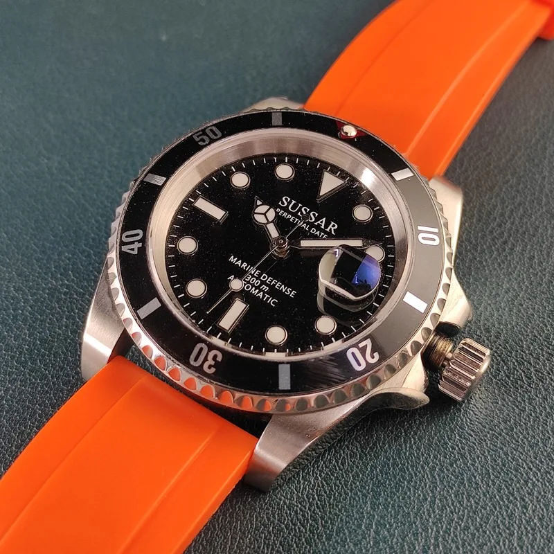 Quartz diving watch for SP28 sweep seconds/for 2315 movement men's black business luminous waterproof tape