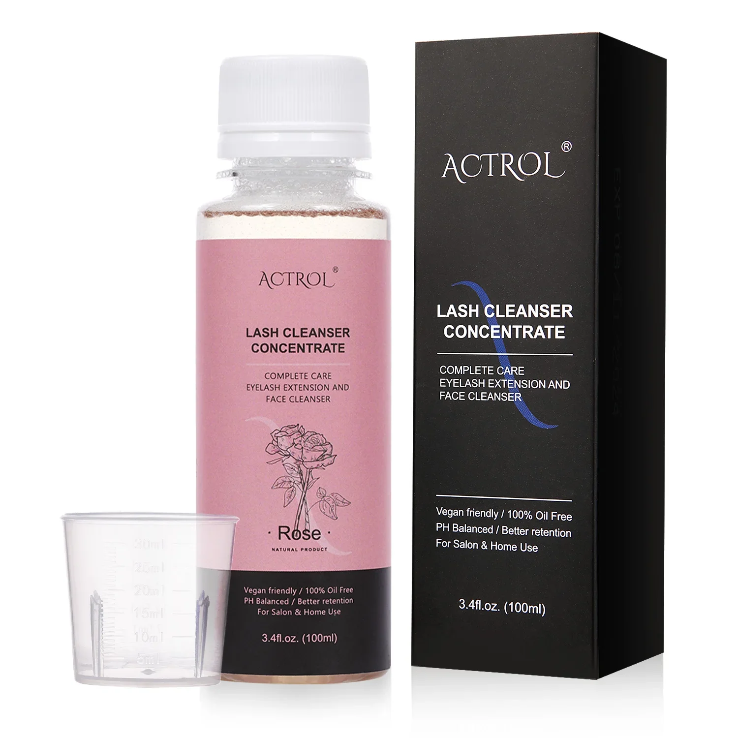 ACTROL 100ml Lash Shampoo Concentrate No Stimulation Lash Cleanser DIY Professional Eyelash Extension Bath Foam Makeup Remover