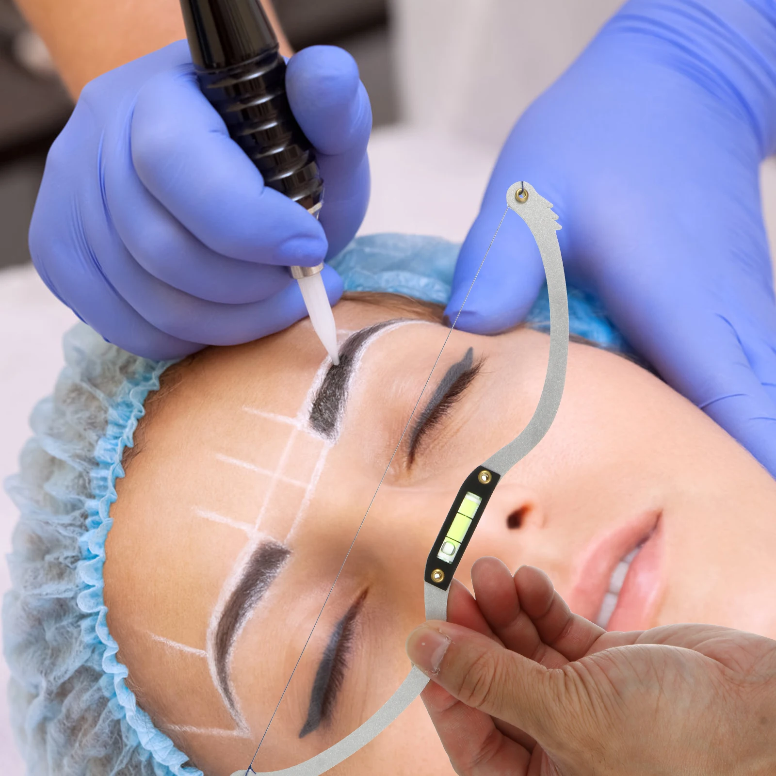 

Линейка для бровей из нержавеющей стали в форме лука, симметричный инструмент для кнопера, татуировка, наполнение, макияж, профессиональное домашнее использование