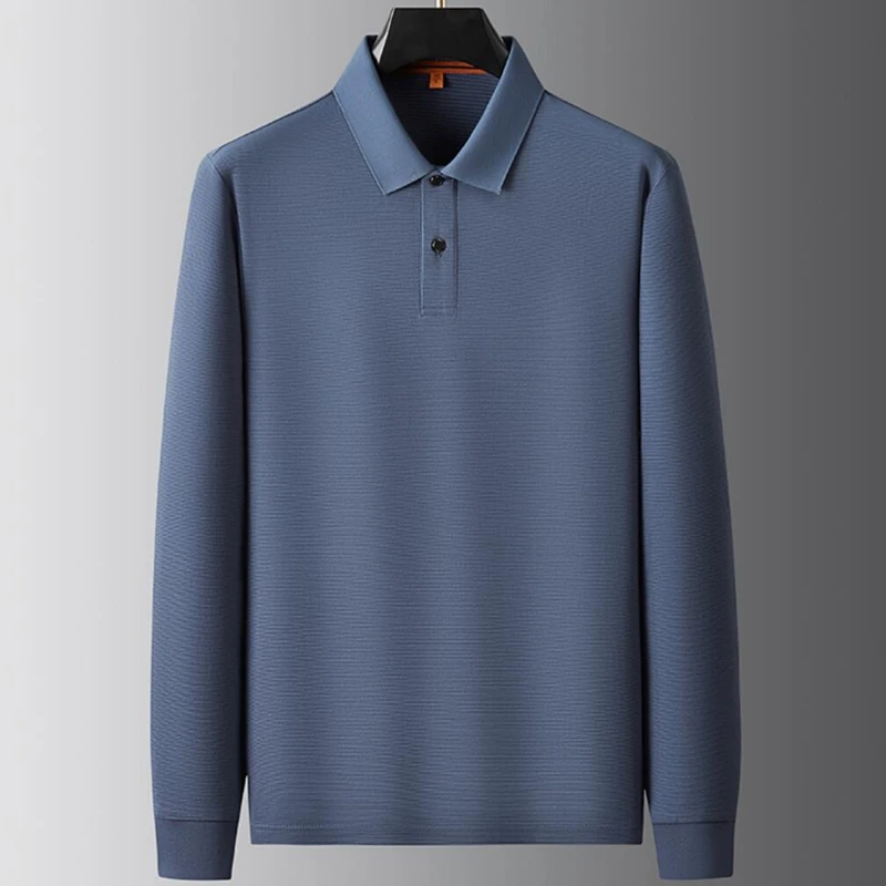 8XL 7XL 6XL 2024 New Autumn Business Casual Shirts For Men Tops High End Luxury Mens Polo Shirt Long Sleeve Loose T-shirts Homme