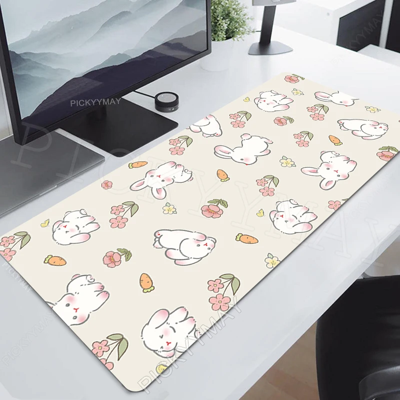 Mouse Pads Bunny Table Mats Computer Mousepad Company Big Desk Pad 100x50cm Large Gamer Mousepads Kawaii Mouse Mat Cute Rugs