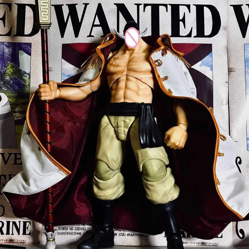 Capa Blanca con Barba de Personaje de Anime Japonés Clásico One Piece, 24.5cm, Ropa Cortavientos para Accesorios de Figuras de Acción VAH