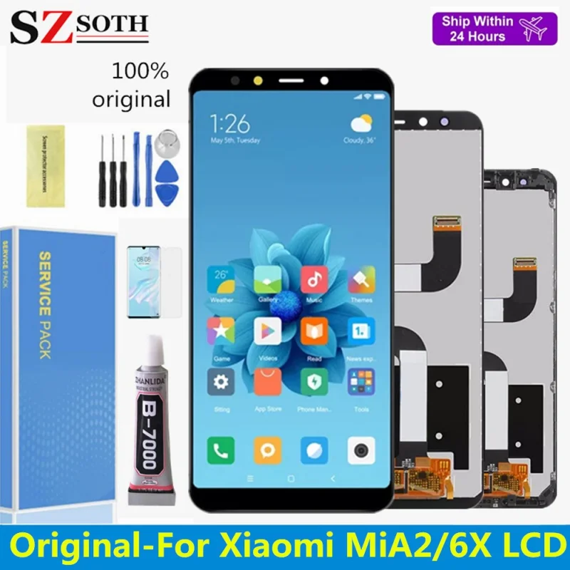 

5.99" Original Screen For Xiaomi MiA2 6X LCD Display Touch Screen Digitizer Assembly Replacement For Mi A2 Mi6x with Frame