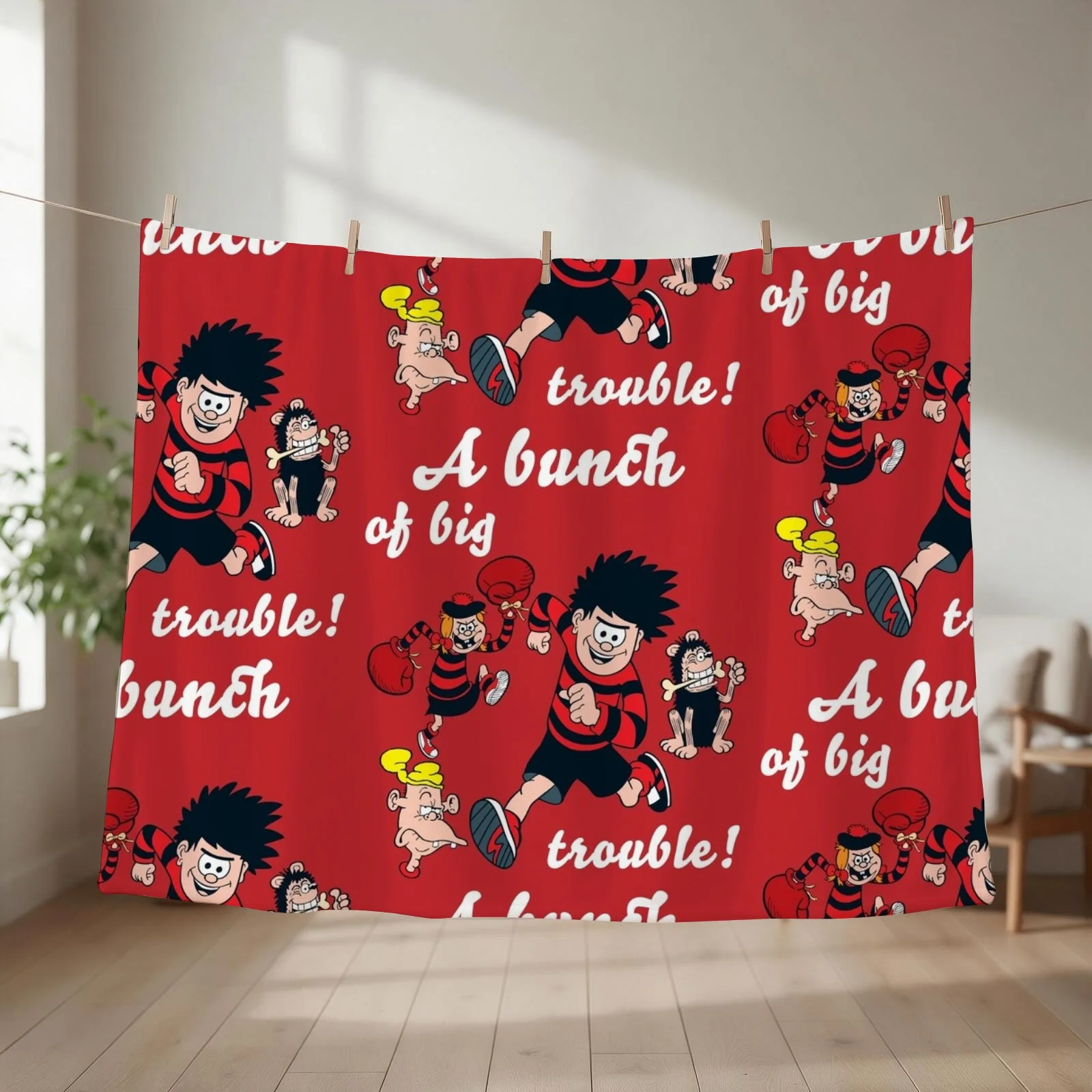Dennis and Gnasher Essential t-shirt Throw Blanket couch cozy soft plush fuzzy picnic outdoor blanket