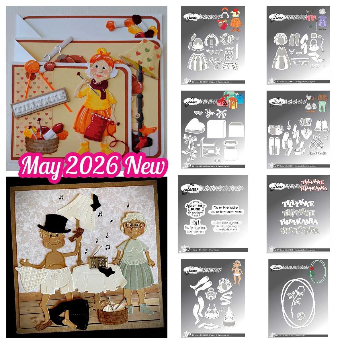 New by Lene Metal Craft Cutting Dies Accessories for a Senior Citizen Man Woman Danske Tekster Stamps Set DIY Scrapbooking Decor