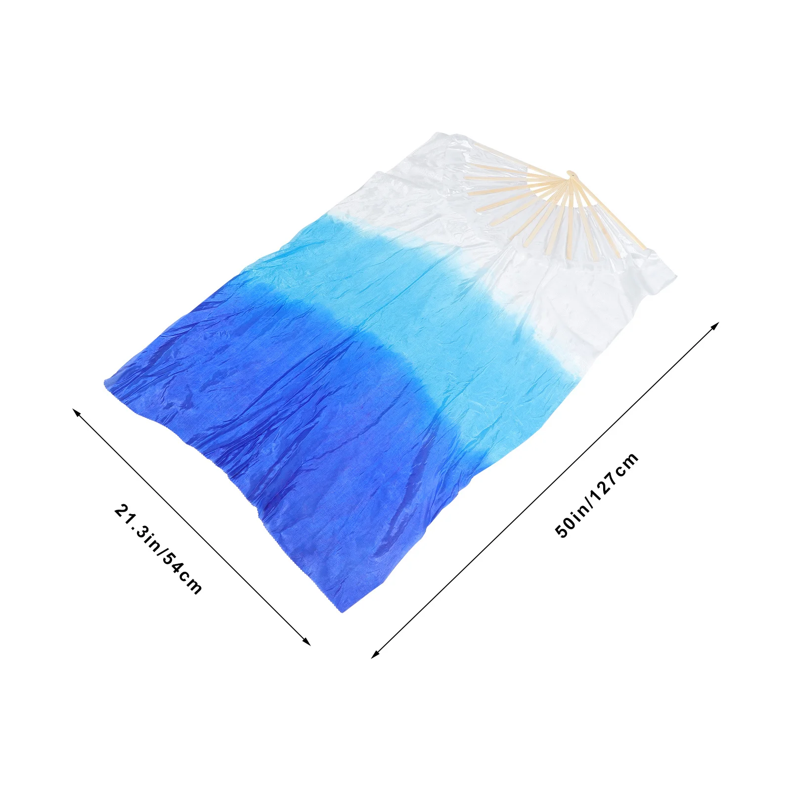 พัดผ้าพับได้ 2 ชิ้น สีไล่ระดับ ด้ามไม้ สำหรับเต้นระบำหน้าท้อง เต้นรำแบบสี่เหลี่ยม ใช้เป็นอุปกรณ์ประกอบการแสดงบนเวที