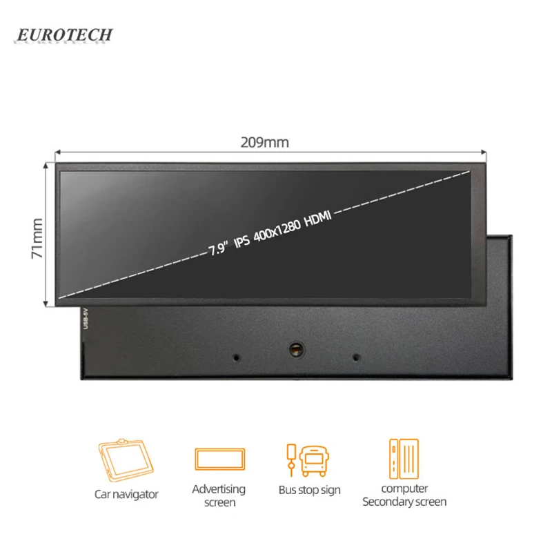 Pantalla LCD de 7,9 pulgadas IPS 400x1280, Mini Monitor portátil para PC, Windows Rasperry Pi, pantalla táctil para publicidad secundaria