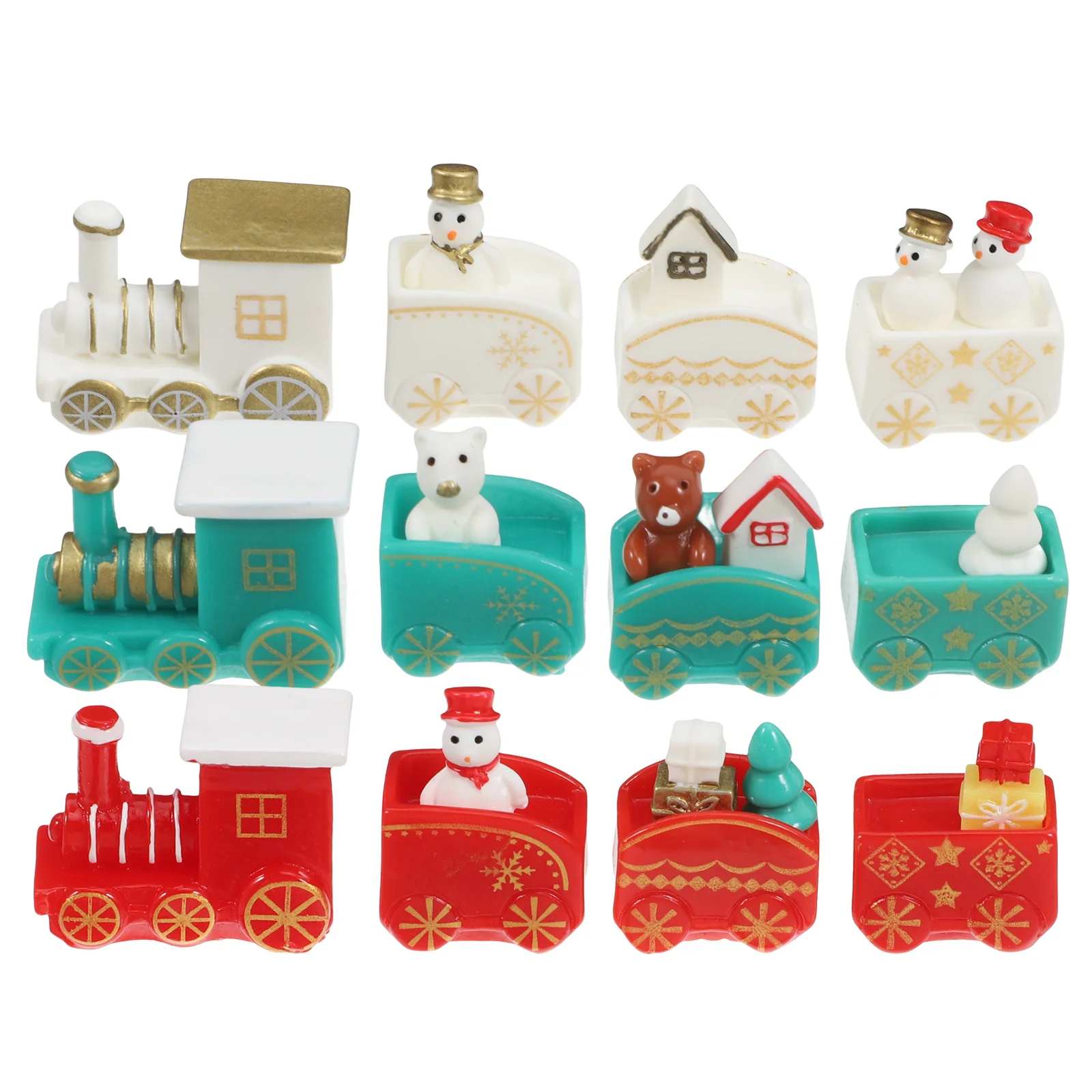 

24Pcs Christmas Snowman Present Box Mini Train Set DIY Decoration Kit Holiday Table Setup Xmas Express Train Decorations