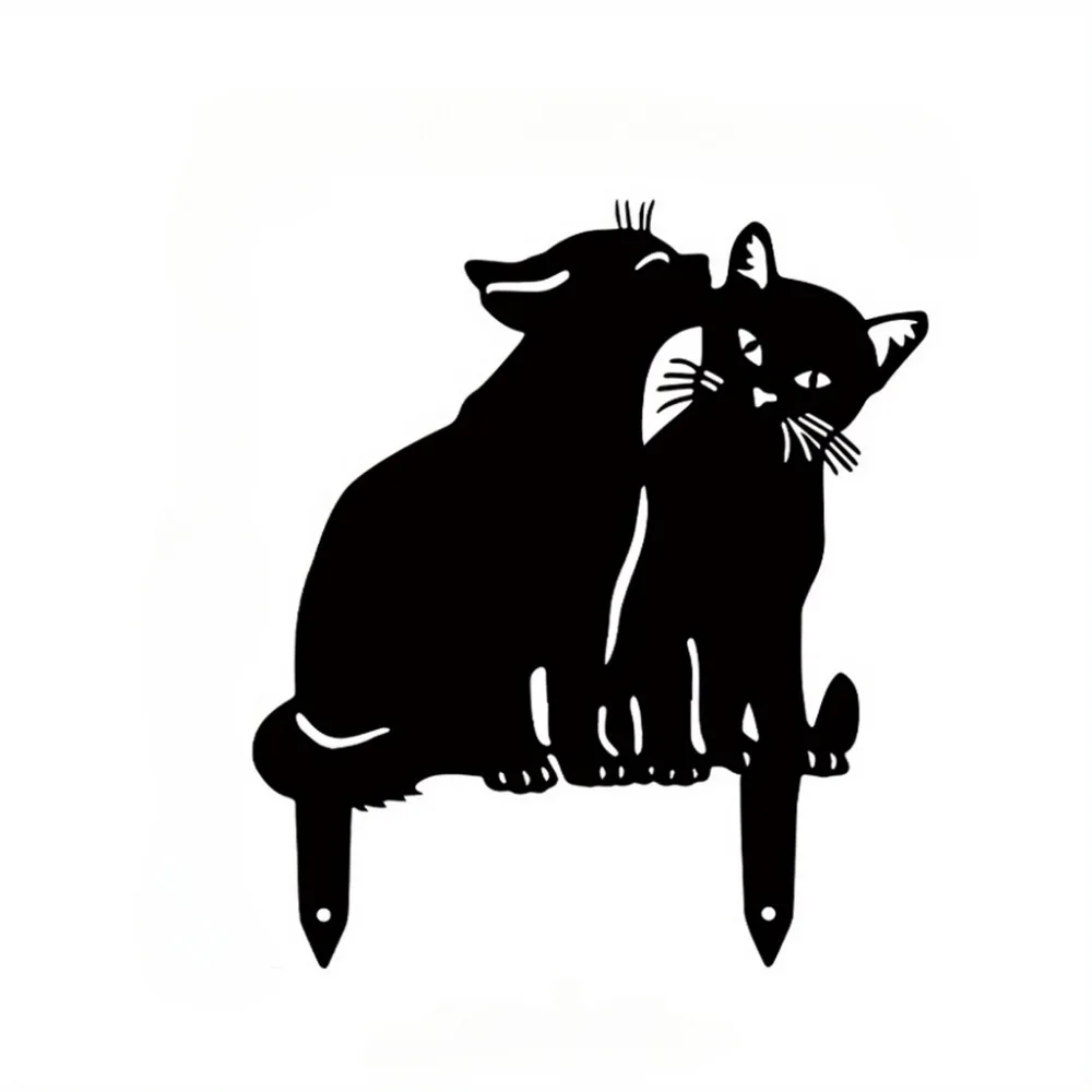 Charmante Kattenfamilie Tuinpalen-Decoratief Schattig Kattensilhouet, Ideaal Voor Tuin, Tuin En Gazon, Elegante Buitenbeelden