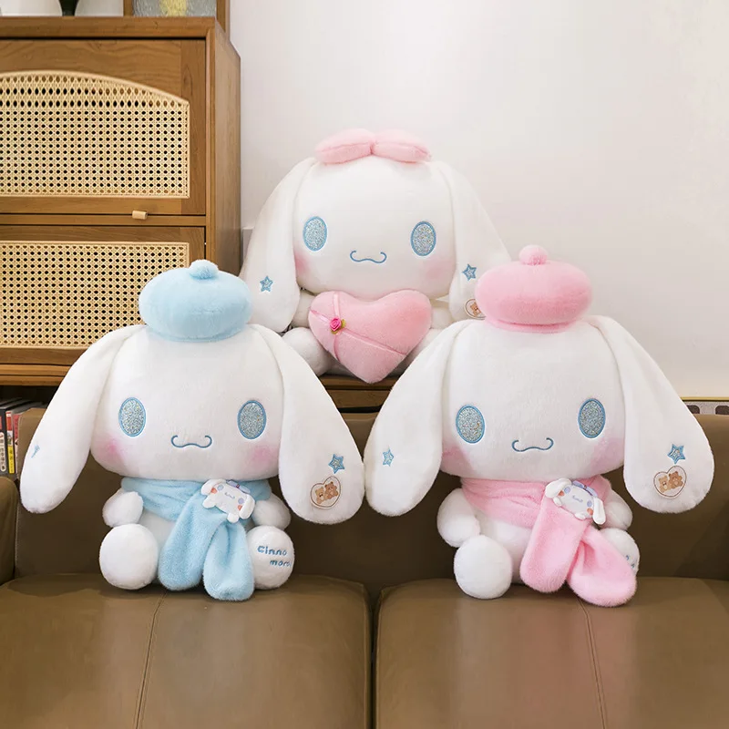 

Мягкая плюшевая игрушка Cinnamoroll: новая креативная подушка-зверюшка в берете и шарфе, для детей и девочек, подарок на праздник, для игровых автоматов