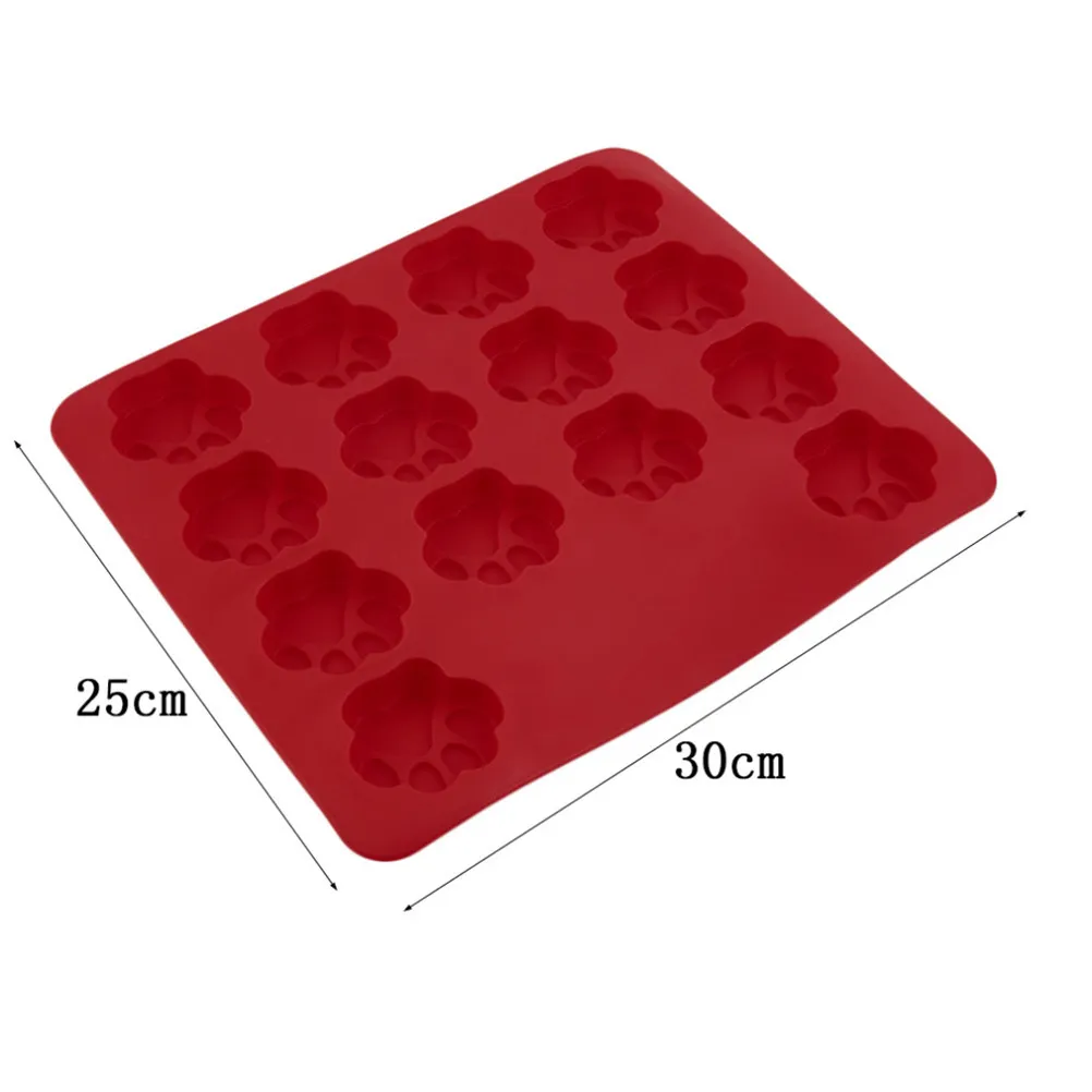Dog Footprint Paw Silicone Mold Red 6x5.5cm Nonstick Baking Mold for Chocolate Candy Cake DIY Cake Decoration Tools